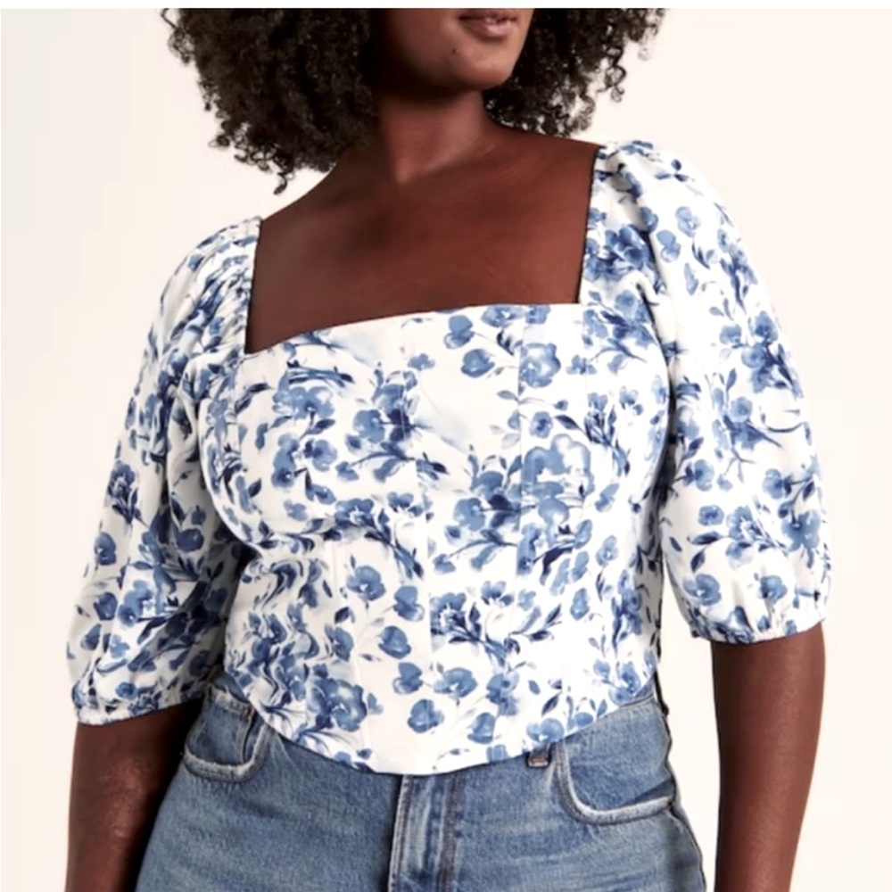 Abercrombie & Fitch Puff Sleeve Corset Top